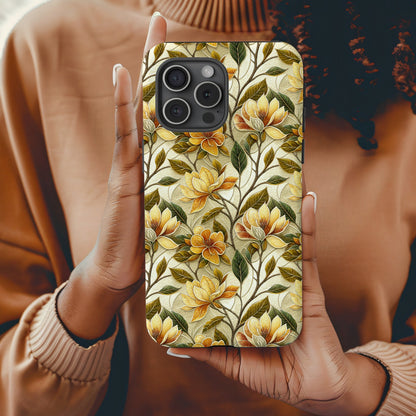 Floral Design Yellow and Green iPhone Case