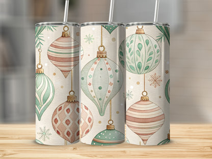 Festive Ornament Patterned Tumbler Christmas Coffee Cup