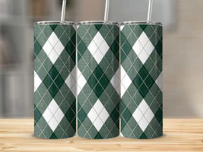 Green and White Argyle Pattern Tumbler Product