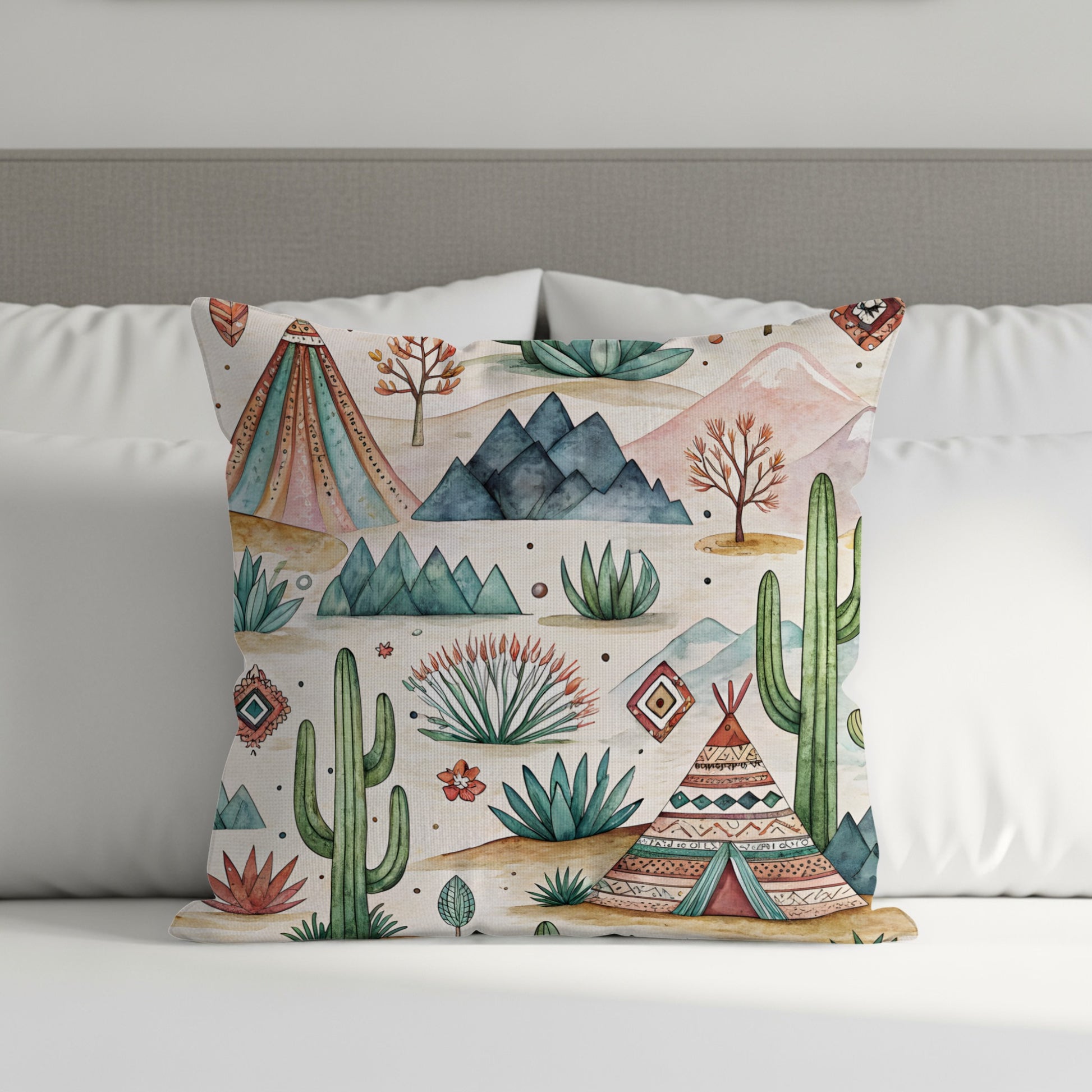 Desert Landscape Bohemian Decorative Throw Pillow
