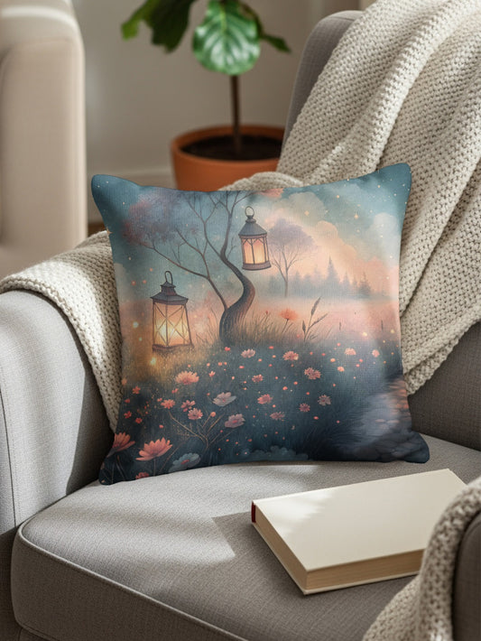 Night Garden Glow Path Lanterns Trees Stars Moon Pillows & Pillow Cases - Walk Greener