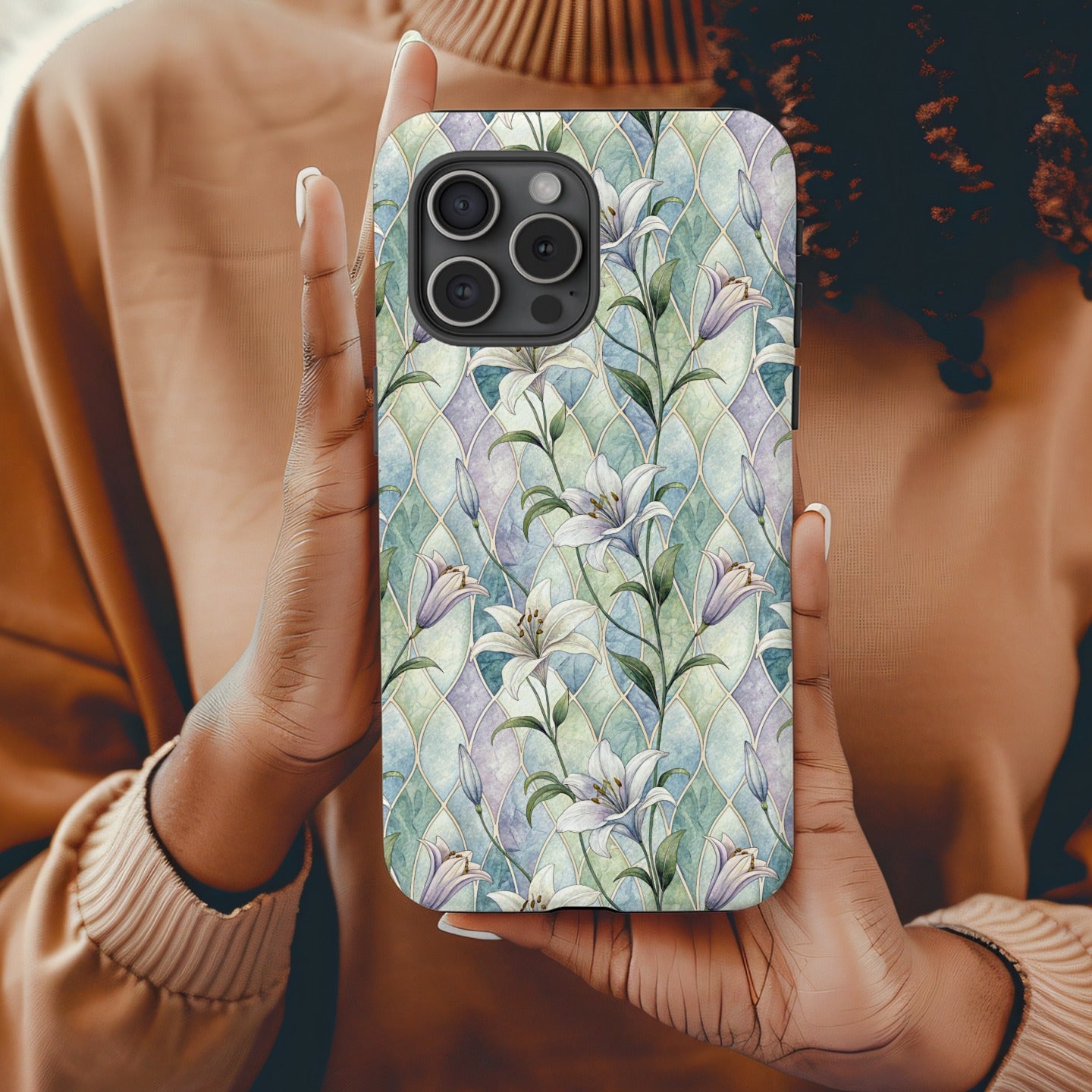 Elegant Floral Pattern Phone Case with Lily Design