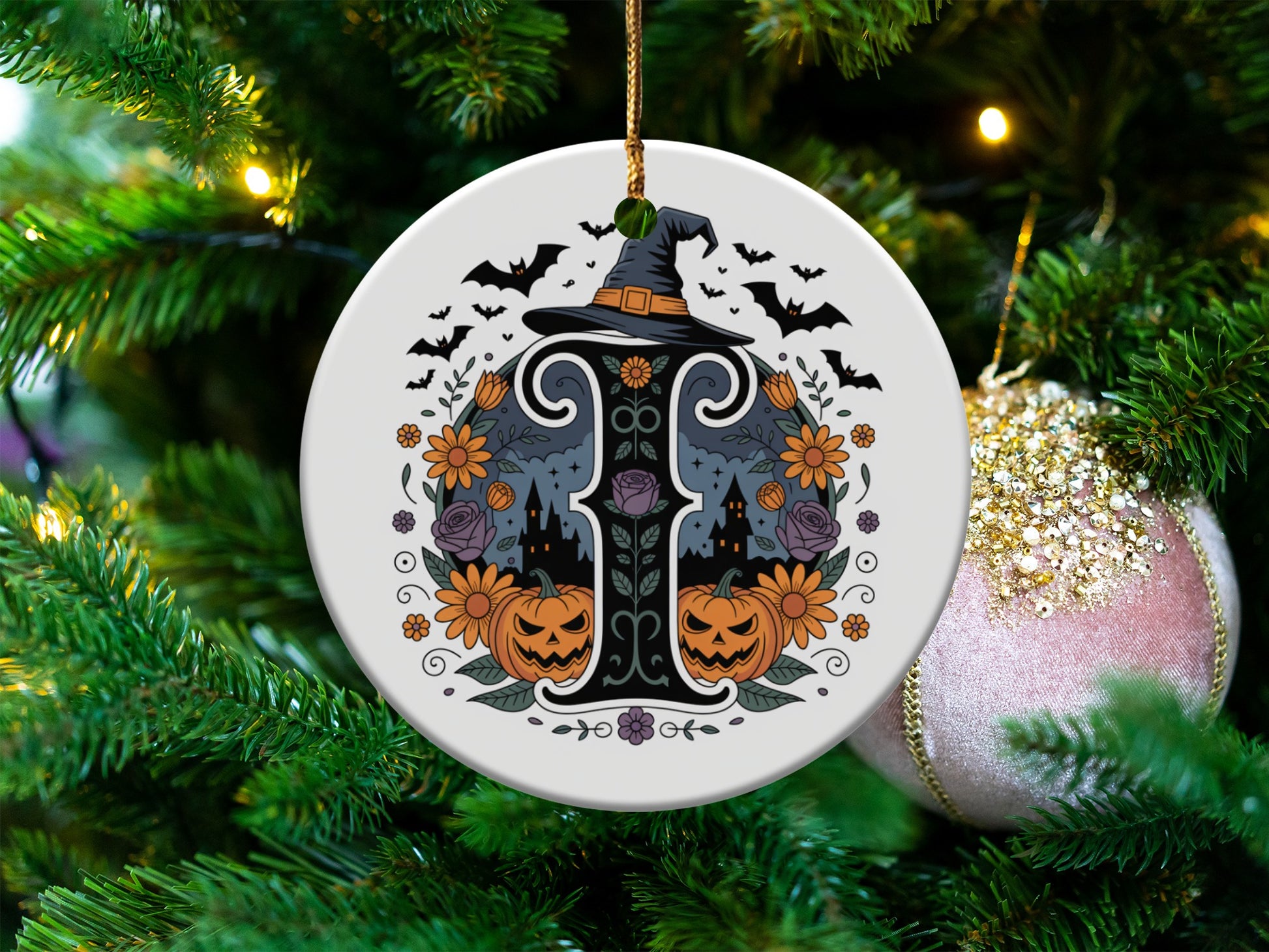 Personalized Halloween Initial Ornament product type