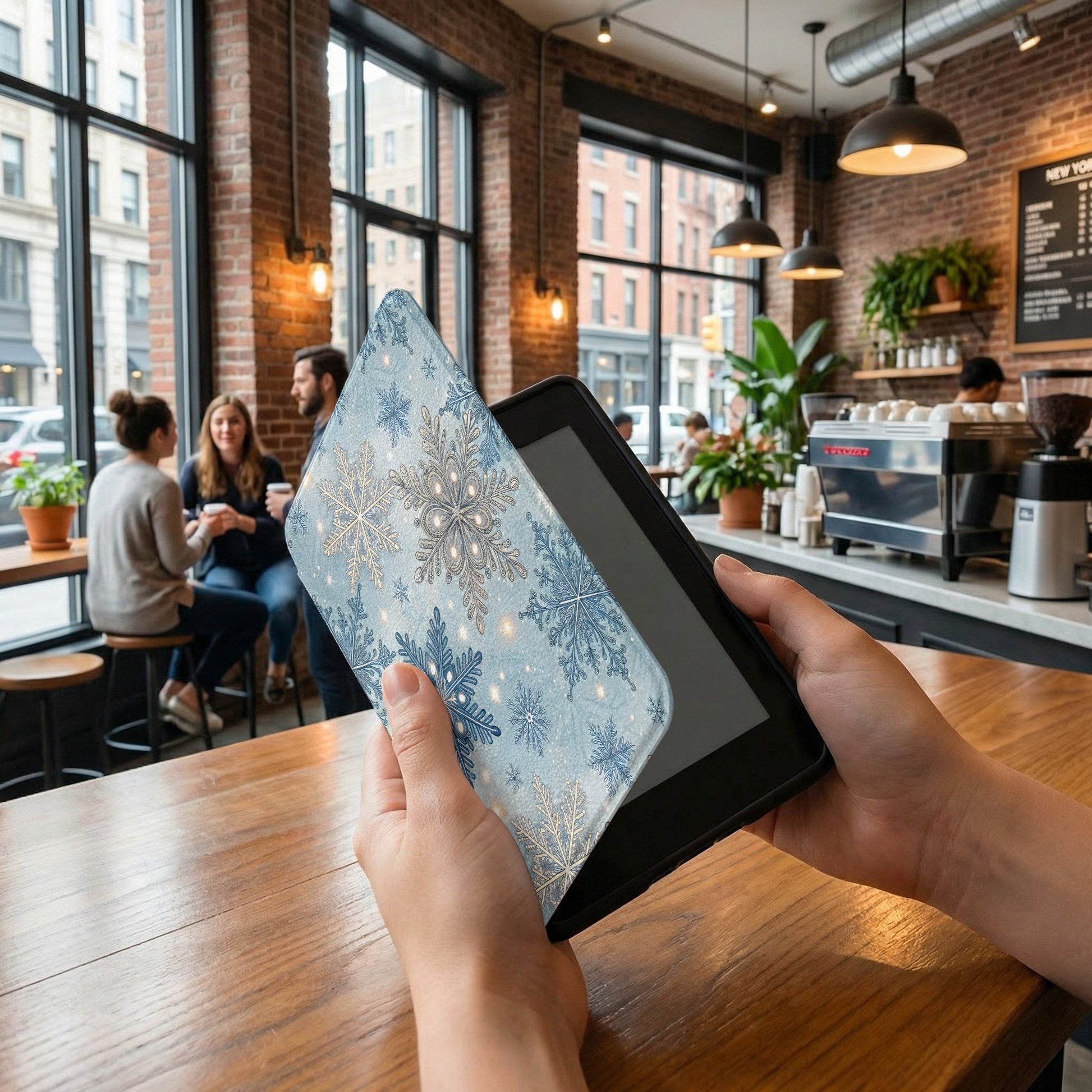 Snowflake Pattern Tablet Cover for Cozy Winter Style