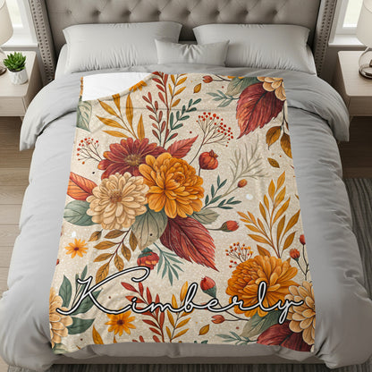 Personalized Floral Bedding Blanket with Name Kimberly