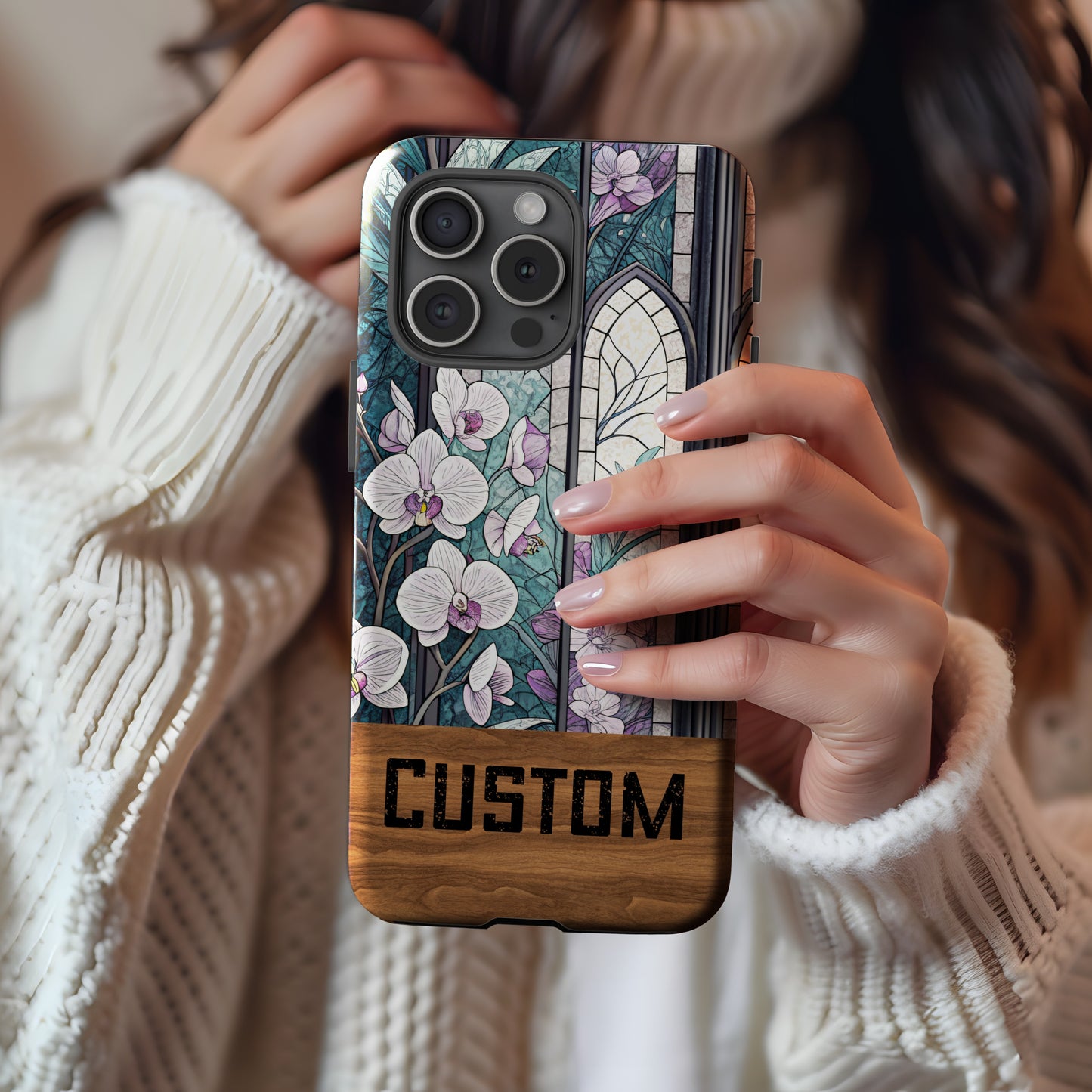 Custom Floral Stained Glass Inspired Phone Case