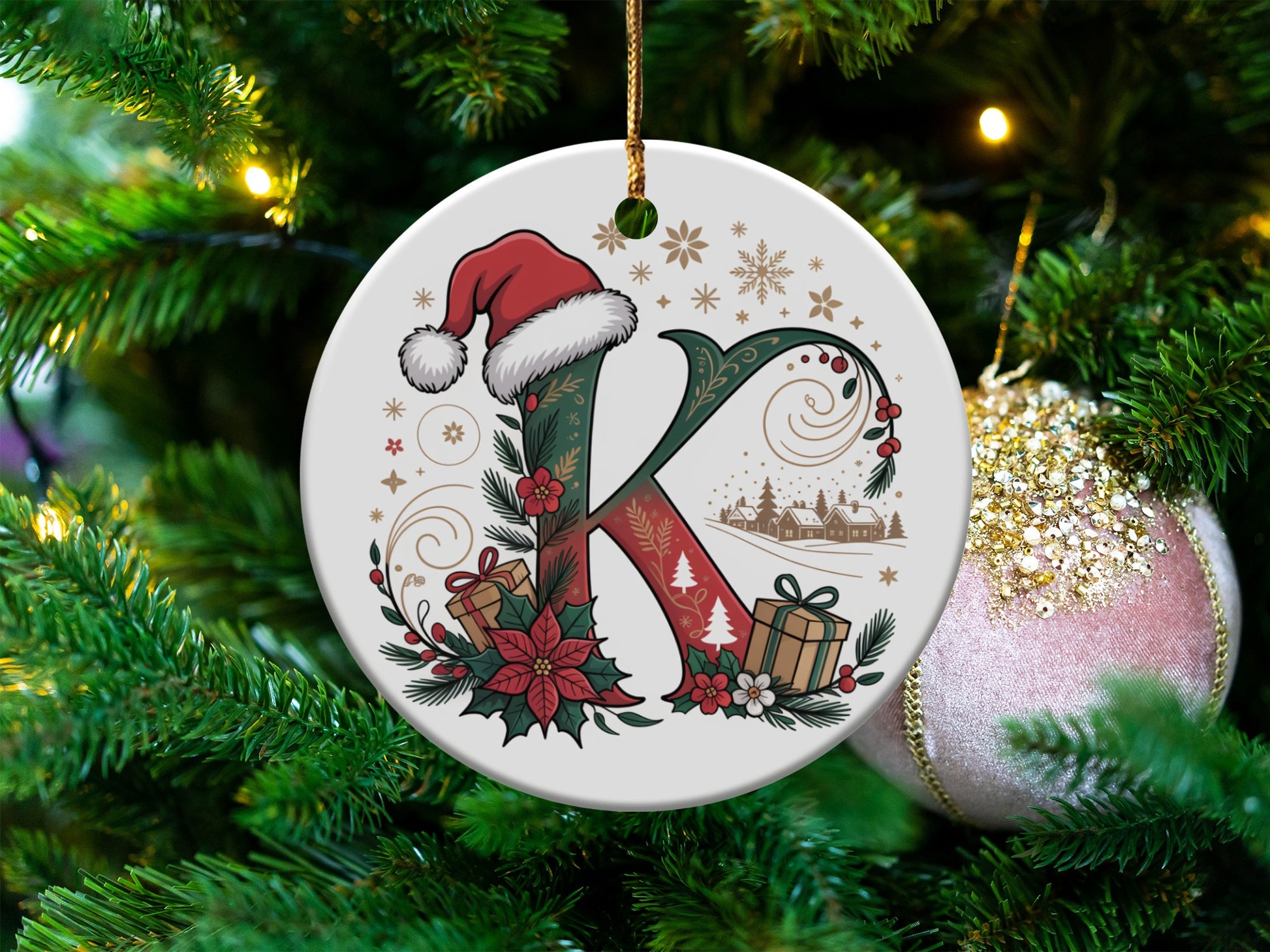 Personalized Christmas Letter K Ornament product