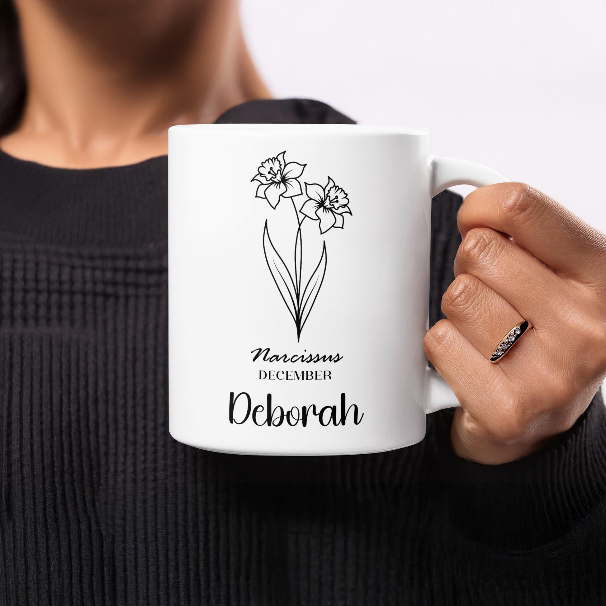 Narcissus December Personalized Deborah Mug Gift Idea