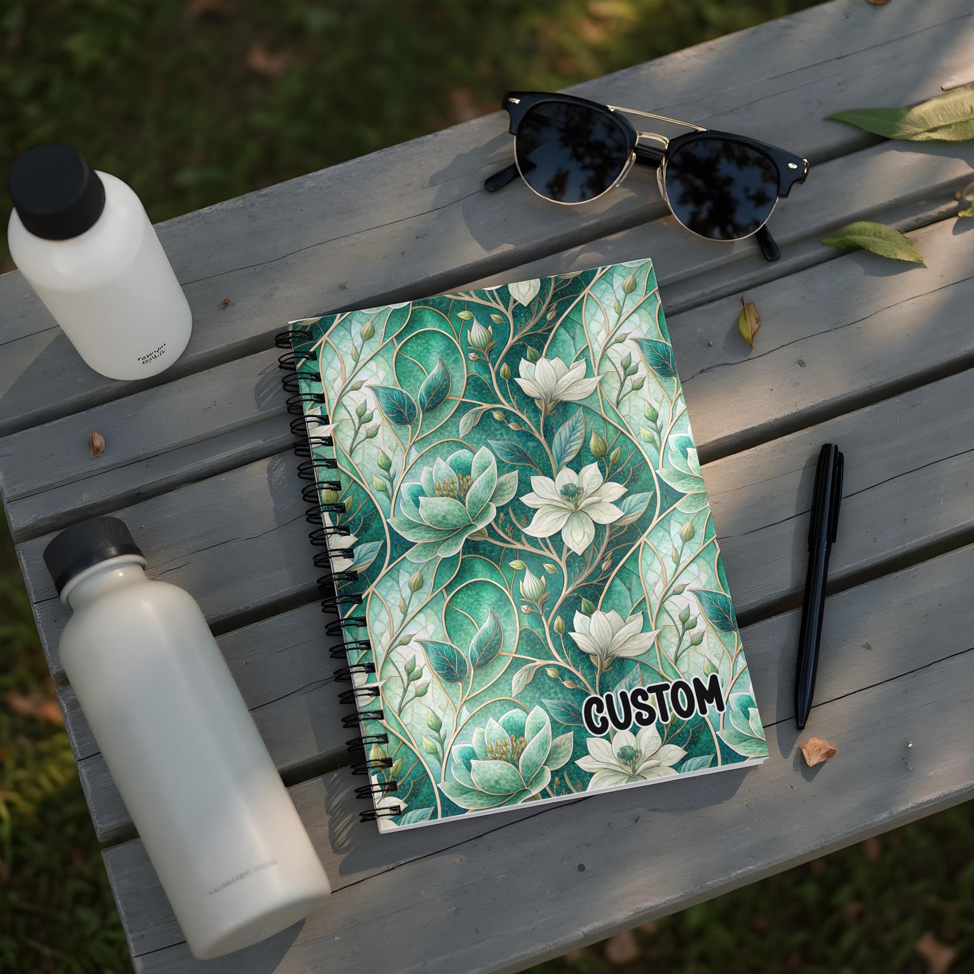 Customizable Floral Design Notebook with Elegant Greenery
