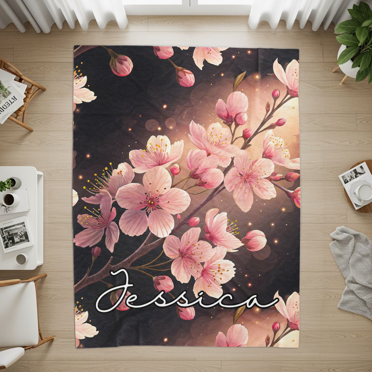 Personalized Floral Cherry Blossom Jessica Rug