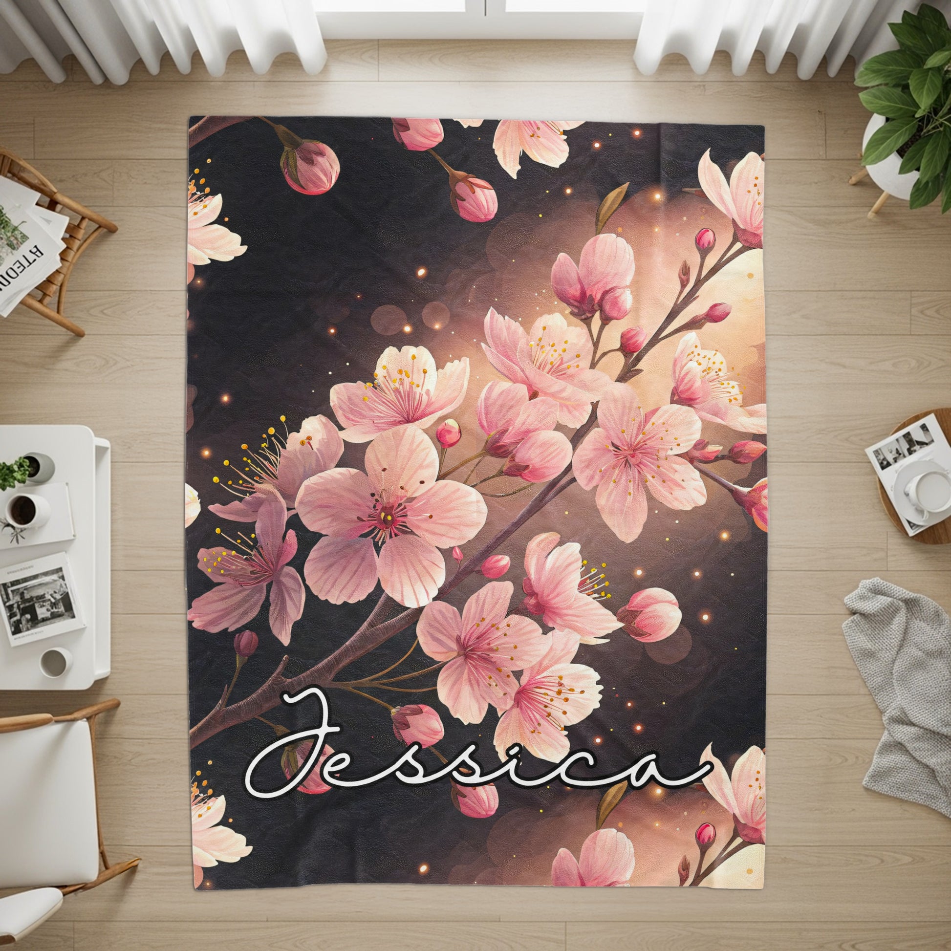 Personalized Floral Cherry Blossom Jessica Rug