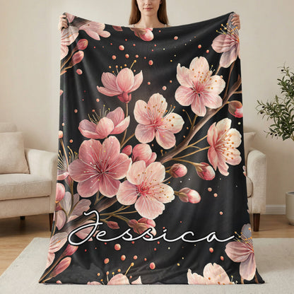 Sakura Custom Name Blanket Gift for All Special Days - Walk Greener