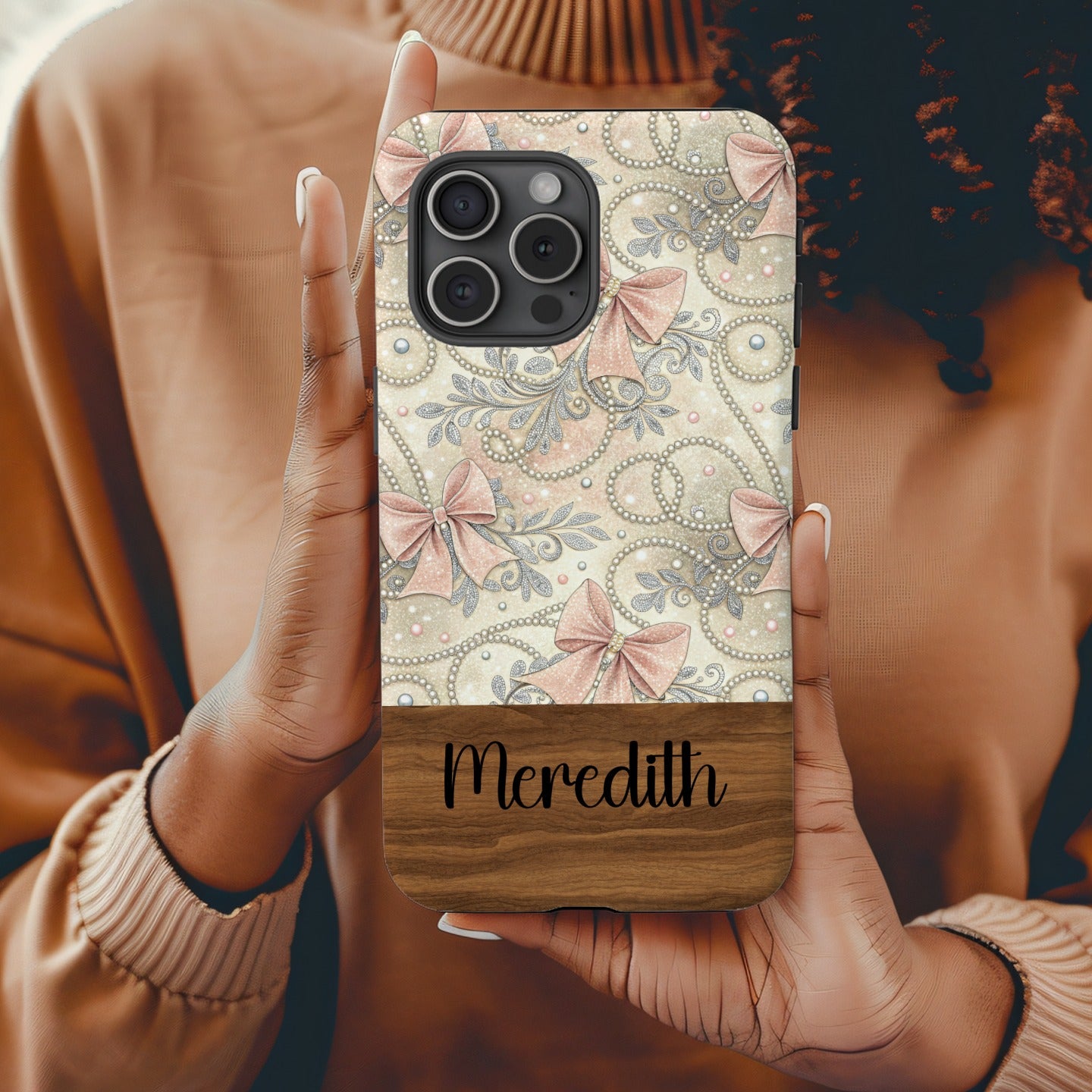 Personalized Vintage Floral Phone Case with Name Meredith