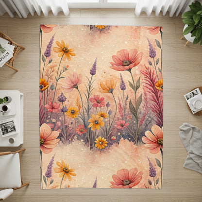 Botanical Garden Colorful Floral Design Velveteen Plush Blankets - Walk Greener
