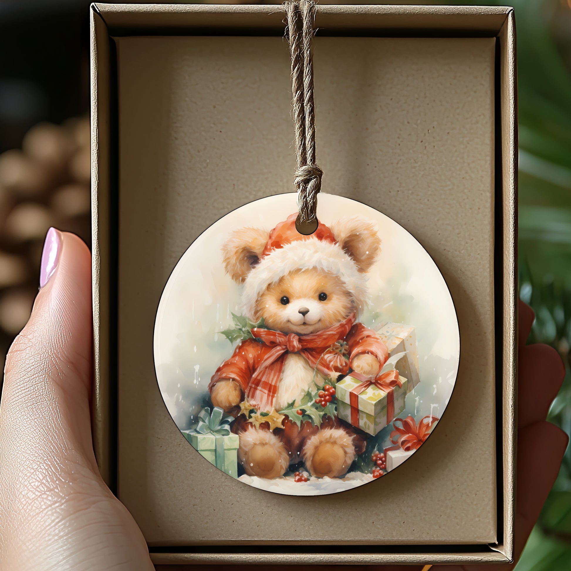 Festive Teddy Bear Christmas Ornament Decoration product type