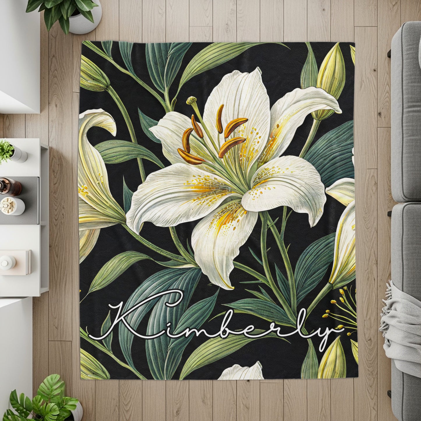 Personalized Kimberly Floral Design Throw Blanket