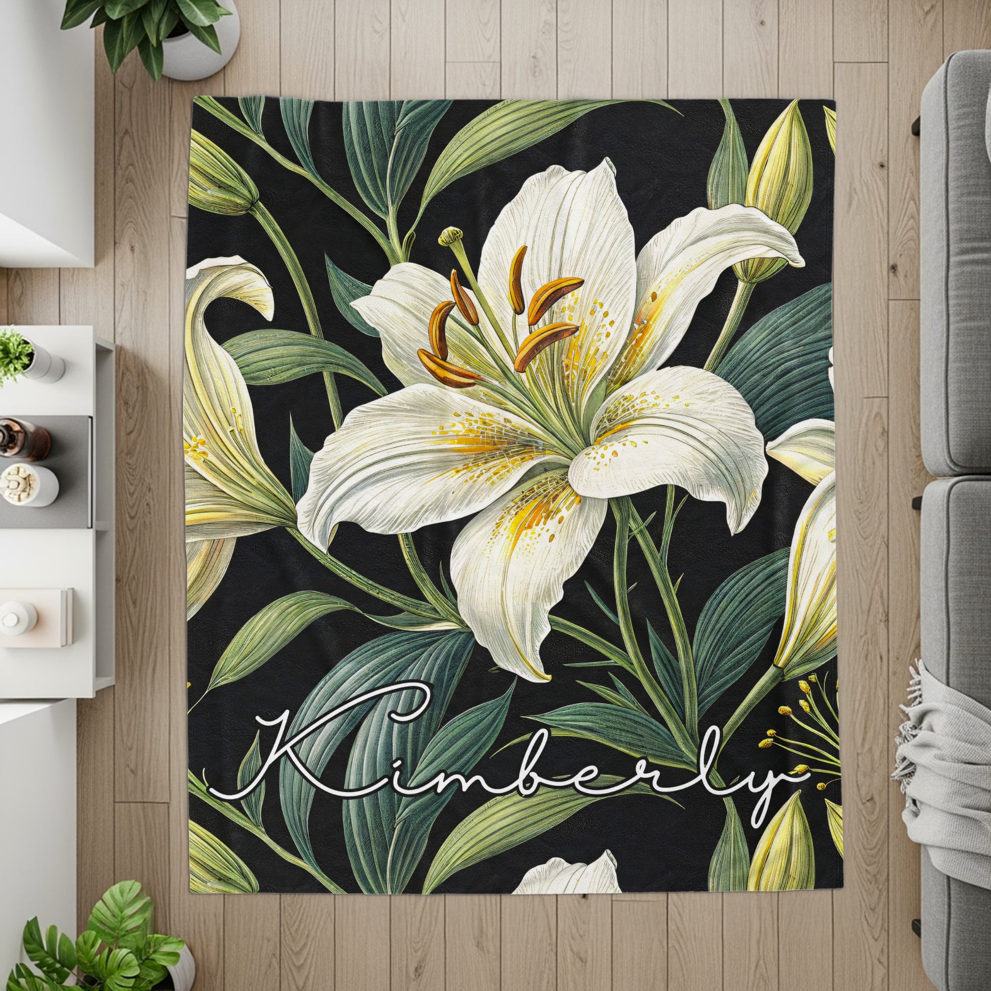 Personalized Kimberly Floral Design Throw Blanket