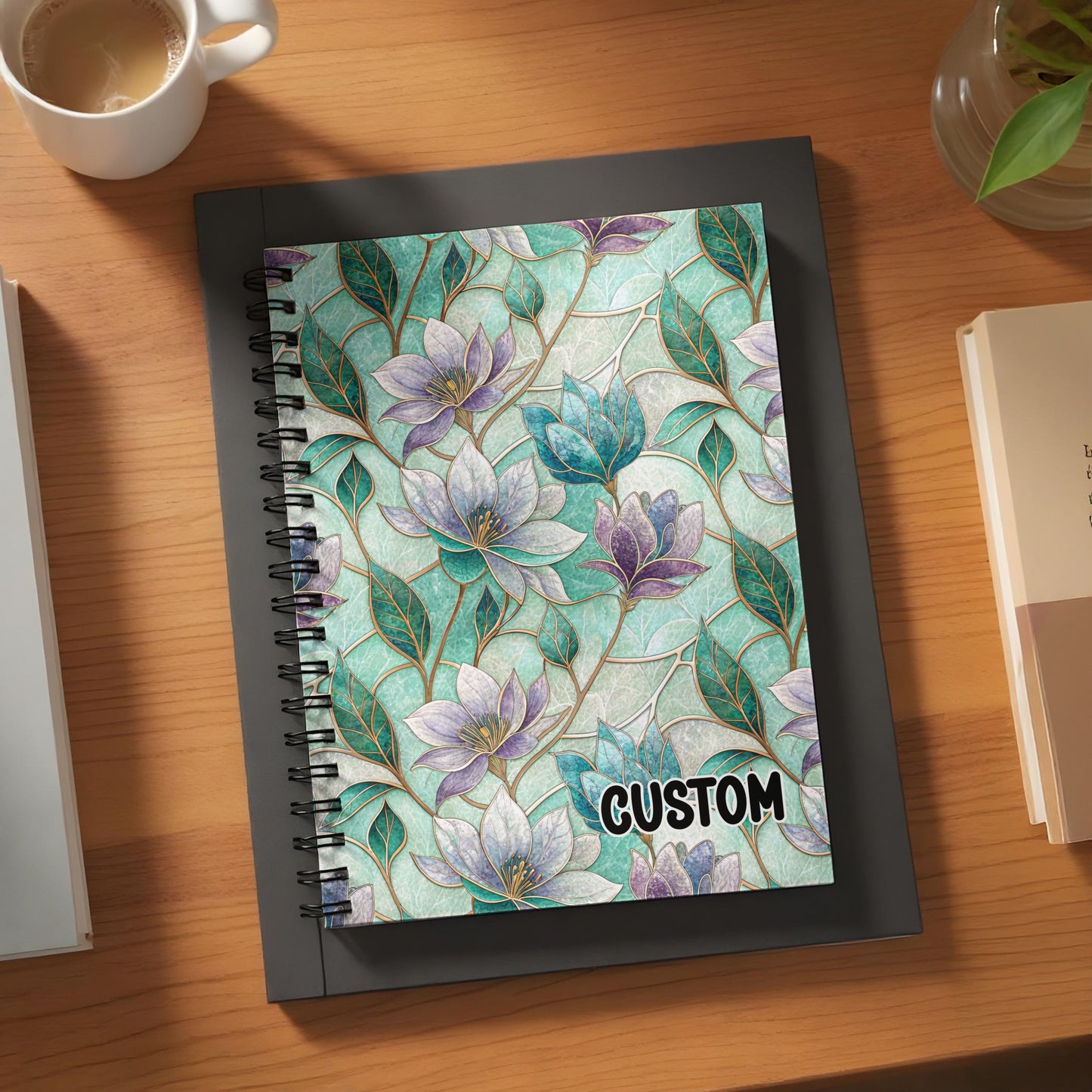 Custom Floral Notebook with Elegant Watercolor Design