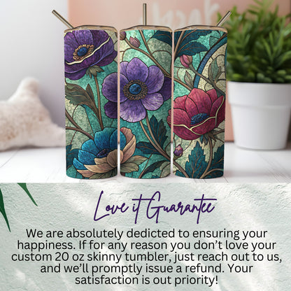 Floral Pattern Design Unique Colorful Art Print 20 oz Skinny Tumbler - Walk Greener