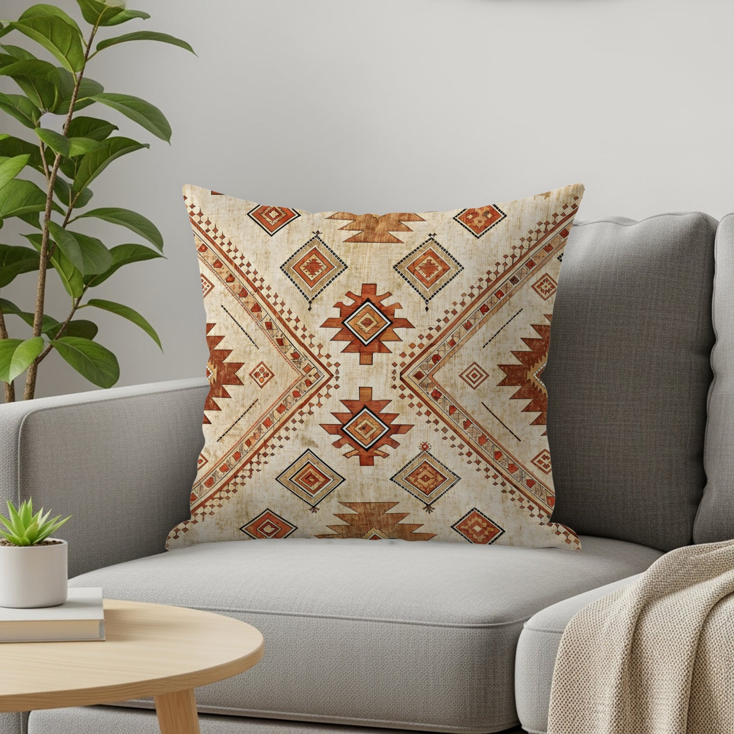Aztec Pattern Brown and Beige Decorative Pillows & Pillow Cases - Walk Greener