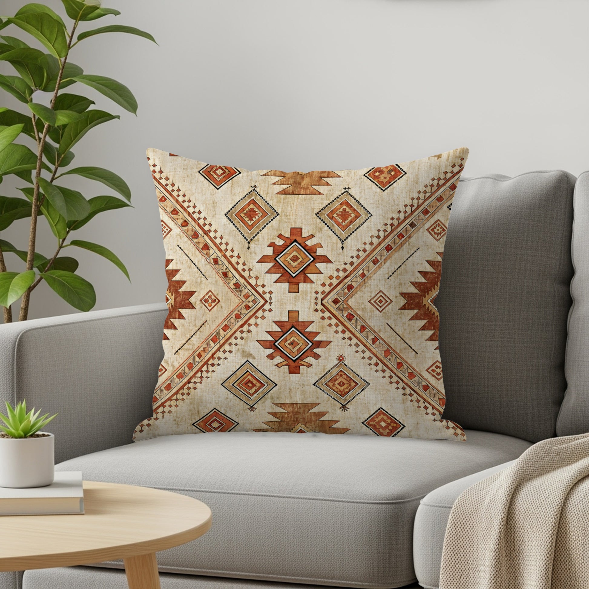 Aztec Pattern Brown and Beige Decorative Pillows & Pillow Cases - Walk Greener
