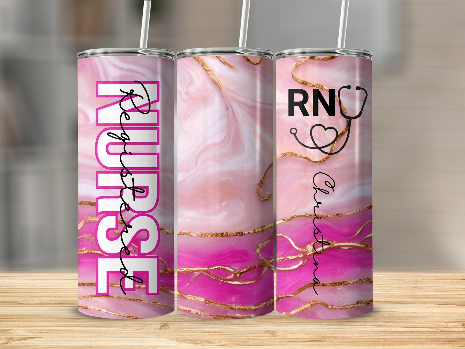 Personalized Registered Nurse RN Stethoscope With Custom Name Tumblers - Walk Greener