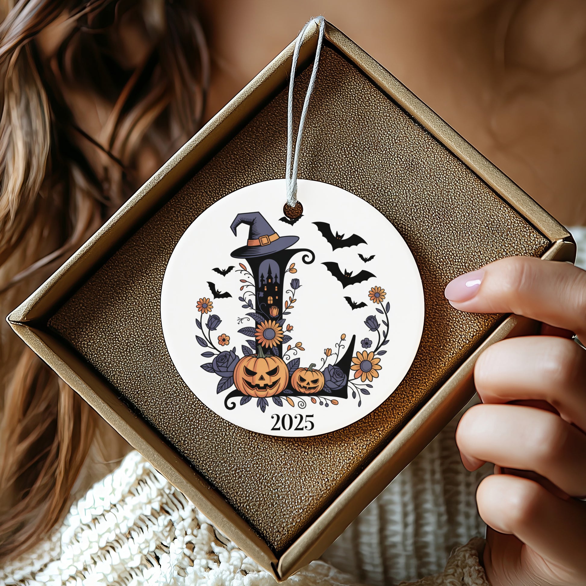 Halloween Witch Hat and Pumpkins Ornament 2025 product type