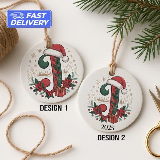 Christmas Ornament with Festive Initial J product