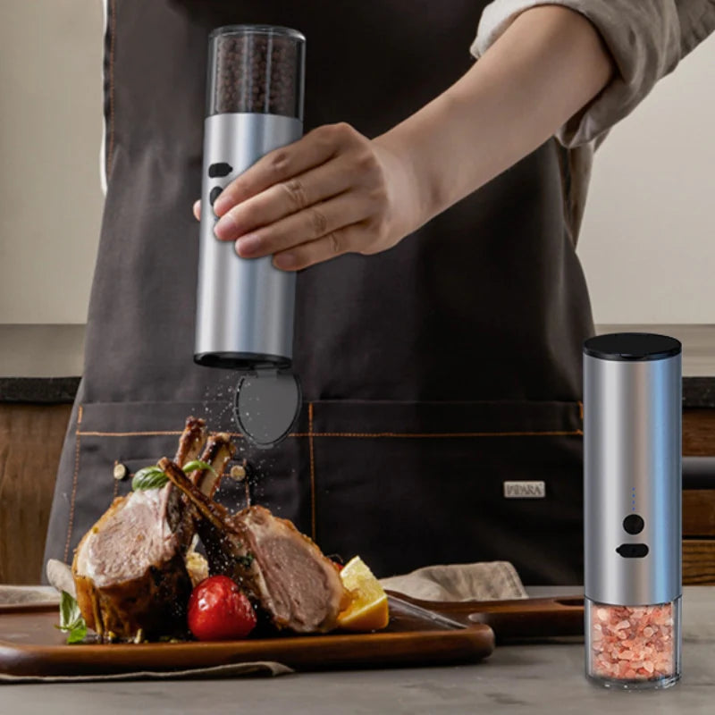 Rechargeable Electric Salt & Pepper Grinder Set with LED – Kitchen Mill