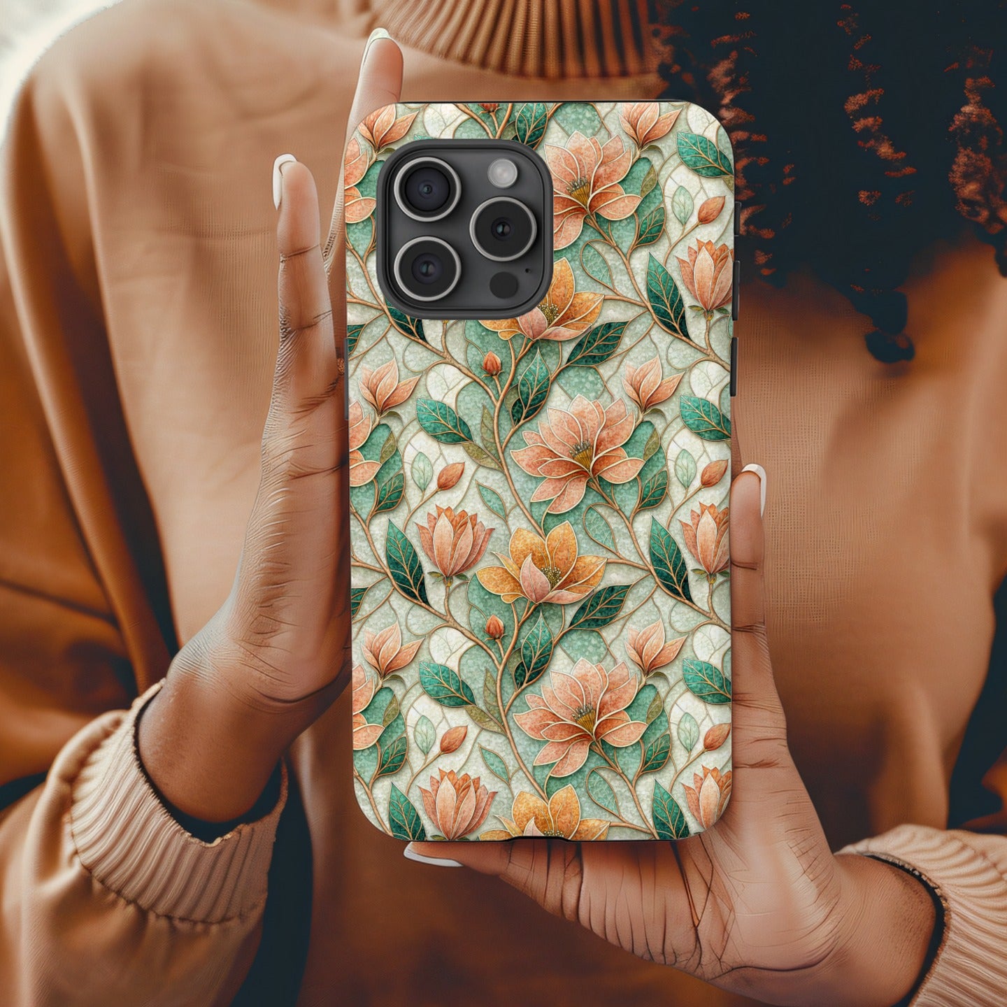 Floral Patterned Smartphone Case With Leafy Design
