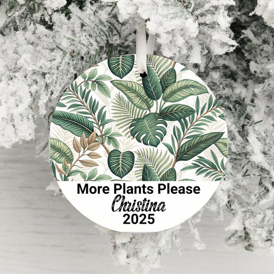 More Plants Please Personalized Christmas Ornament product type