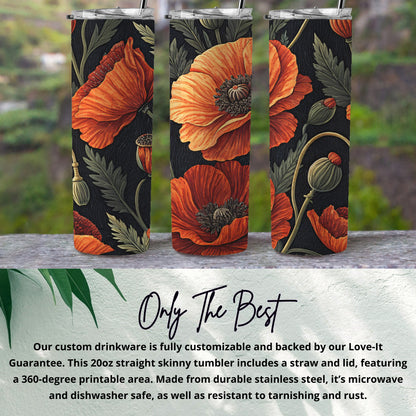 Stunning Floral Print Skinny Tumbler with Lid and Straw