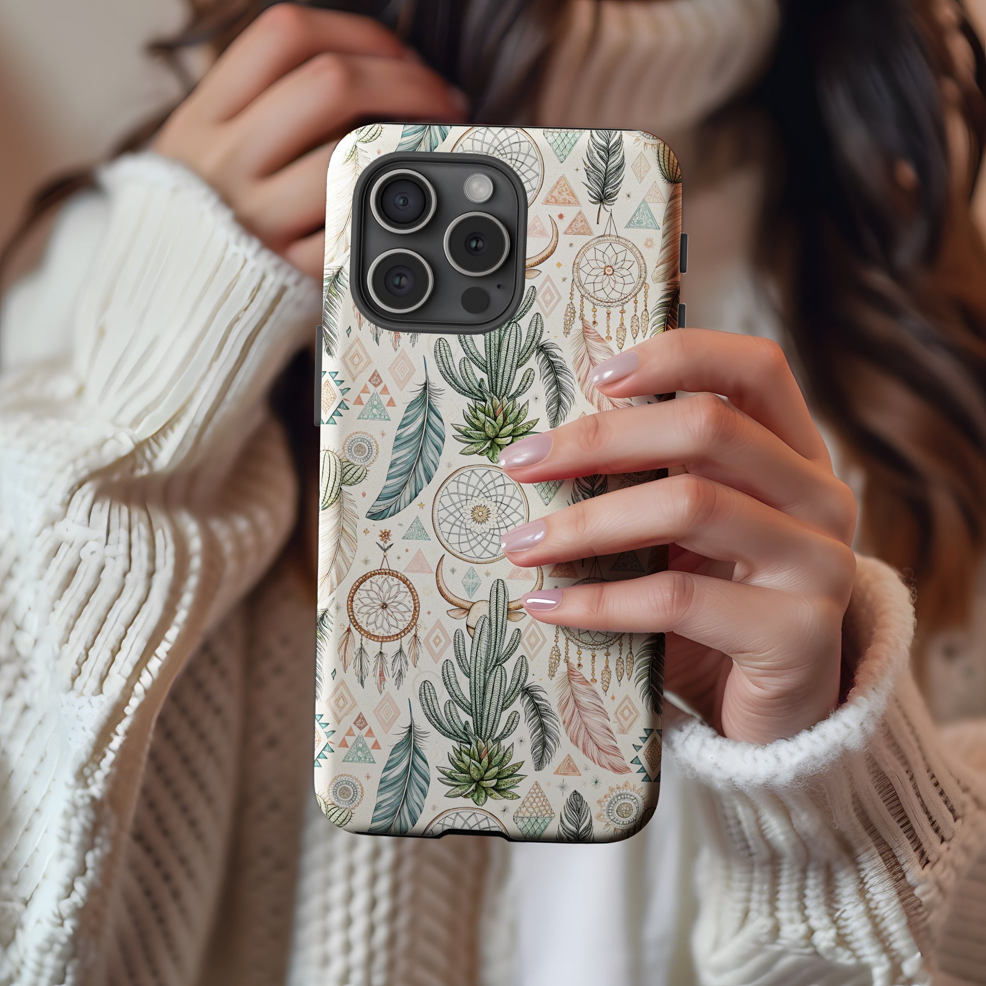 Dreamcatcher and Cactus Design Phone Case