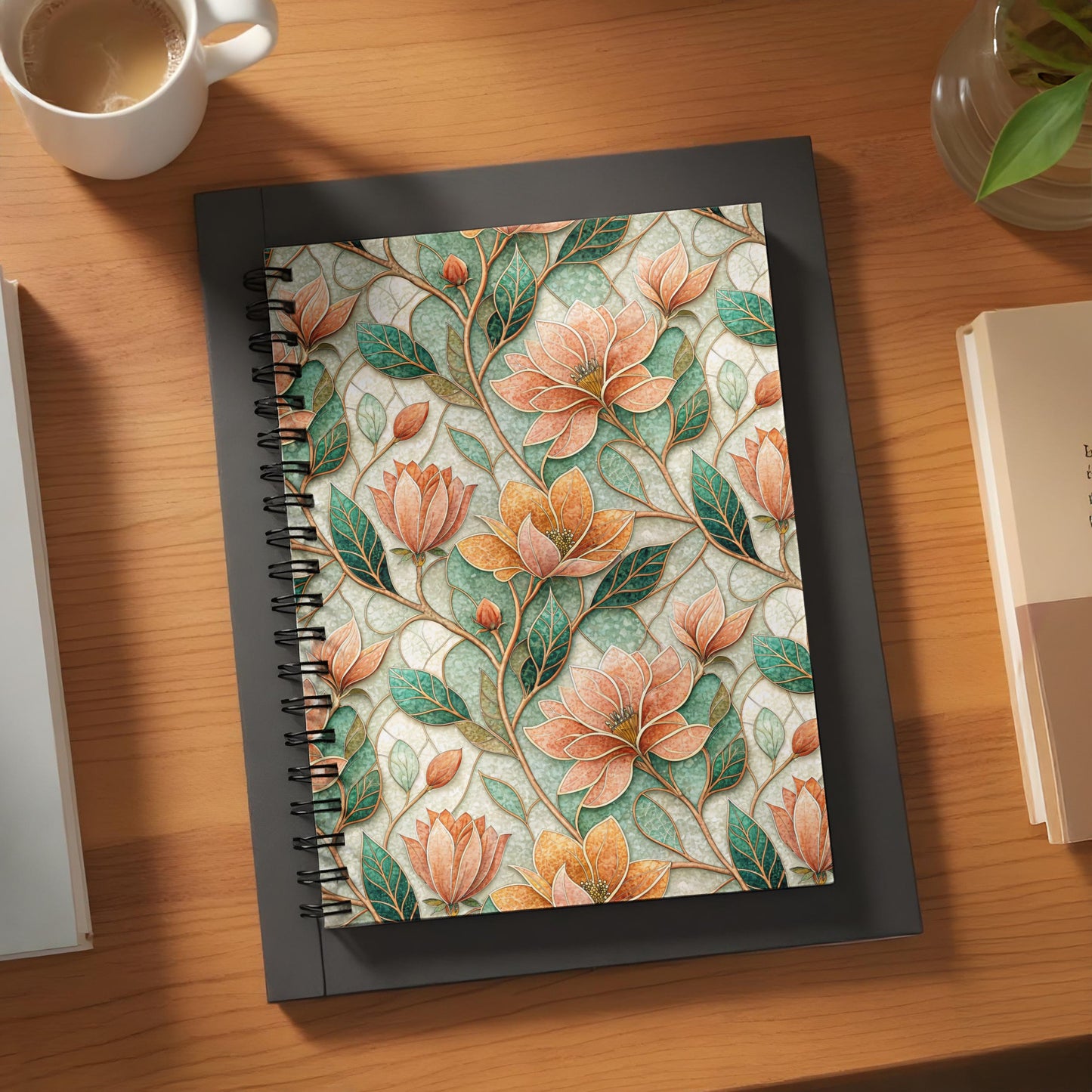 Floral Patterned Spiral Bound Notebook for Daily Use