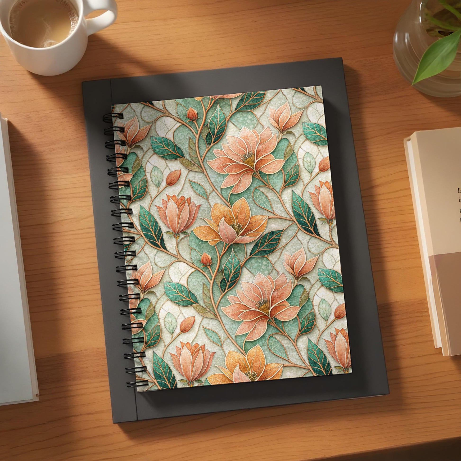 Floral Patterned Spiral Bound Notebook for Daily Use