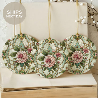 Floral Pattern Round Hanging Ornament Ships Next Day