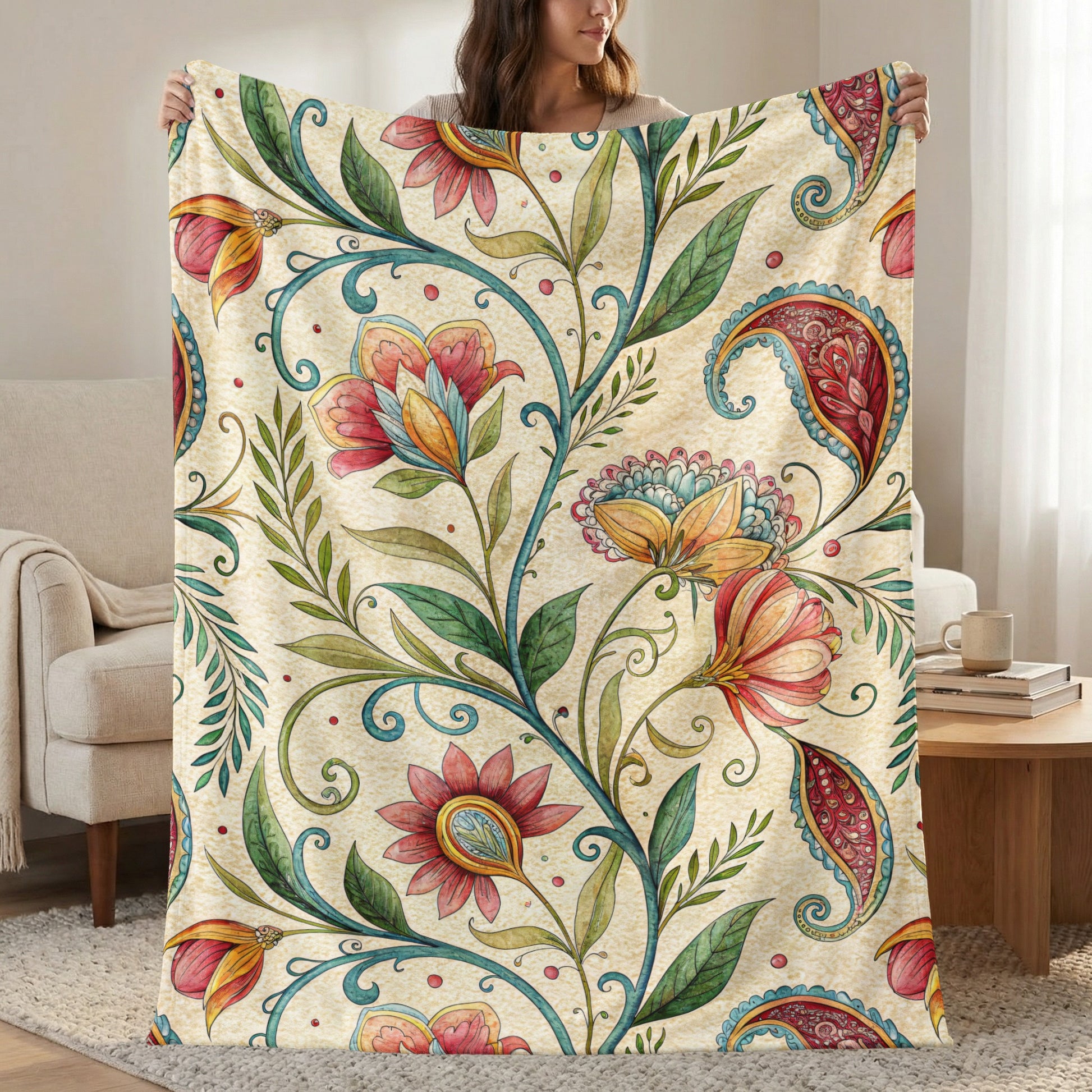 Exotic Floral Delight a Unique Pattern Velveteen Plush Blankets - Walk Greener