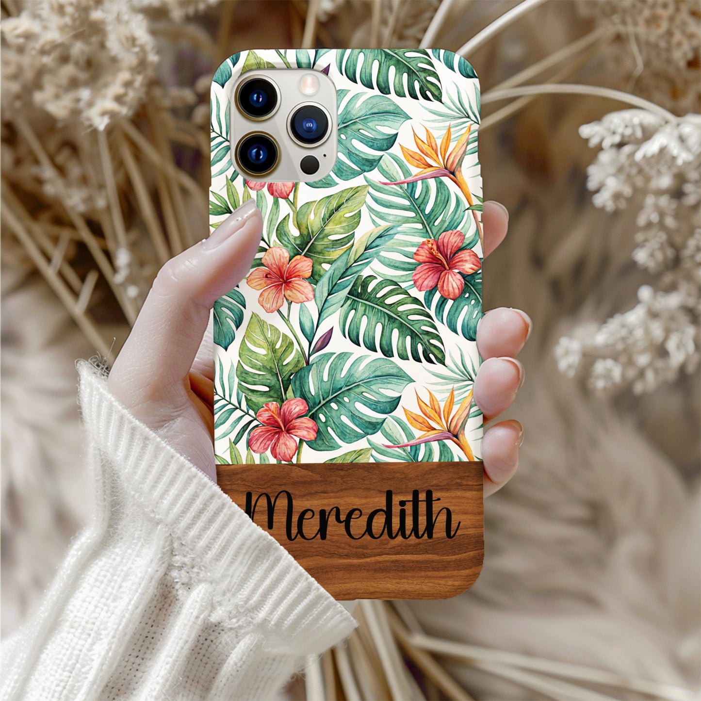 Personalized Tropical Floral Custom Name Phone Case