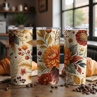 Autumn Floral Insulated Tumbler with Lid Beverage Container