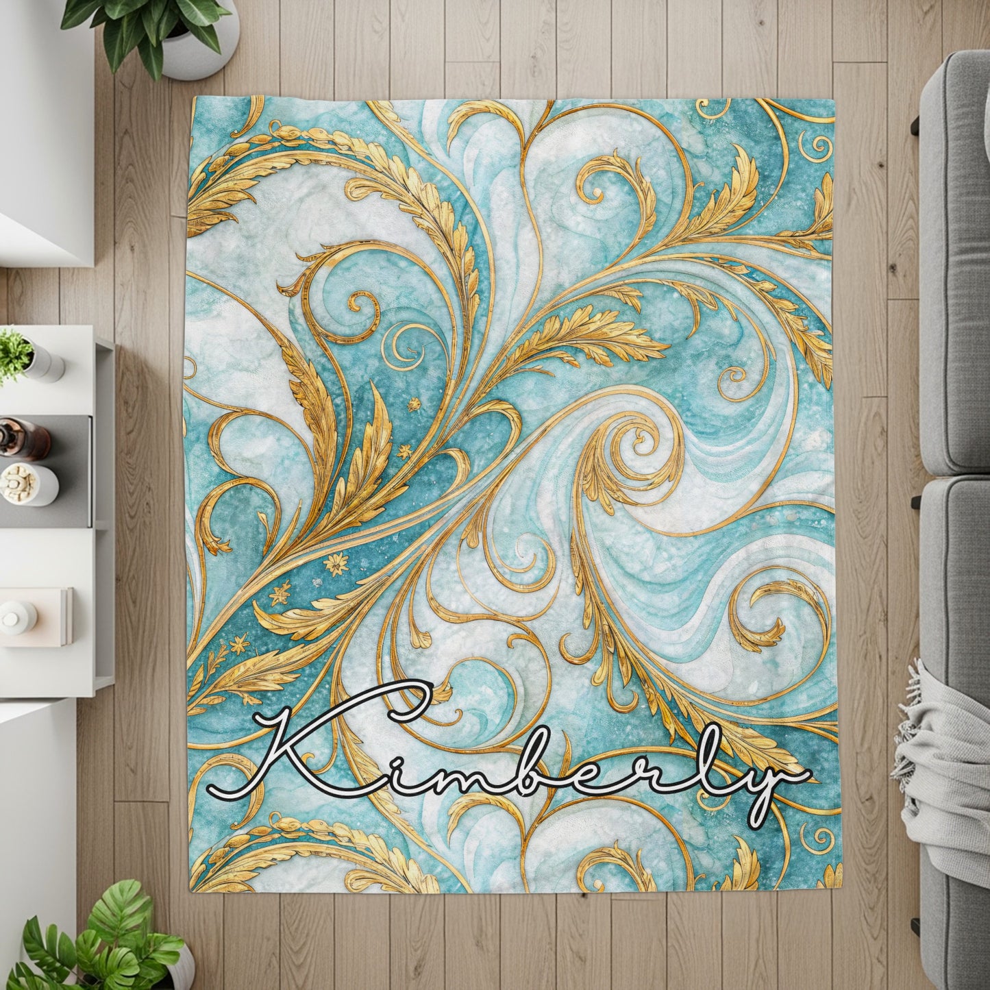 Elegant Swirl Design Personalized Kimberly Rug