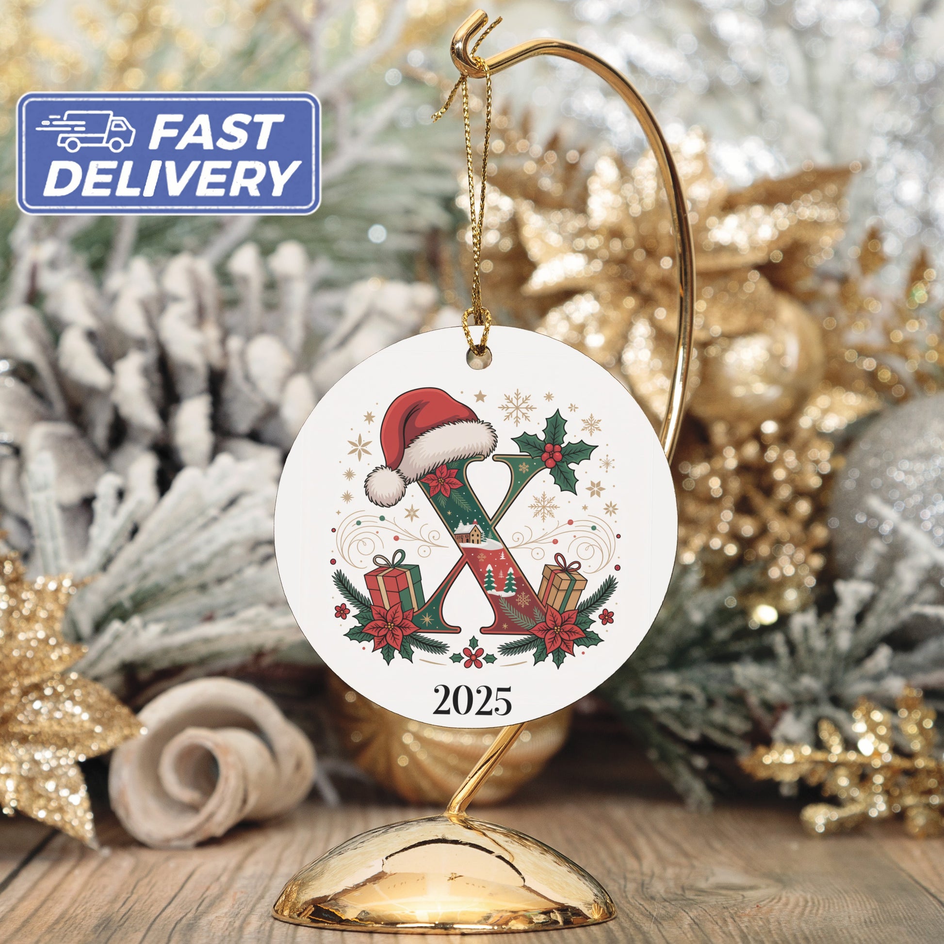 Personalized 2025 Festive Christmas Ornament product type
