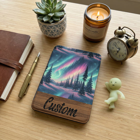 Custom Northern Lights Art Print on Wooden Block