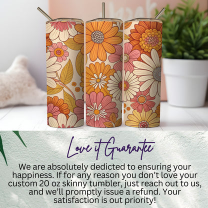 Floral Patterned Custom 20 oz Skinny Tumbler
