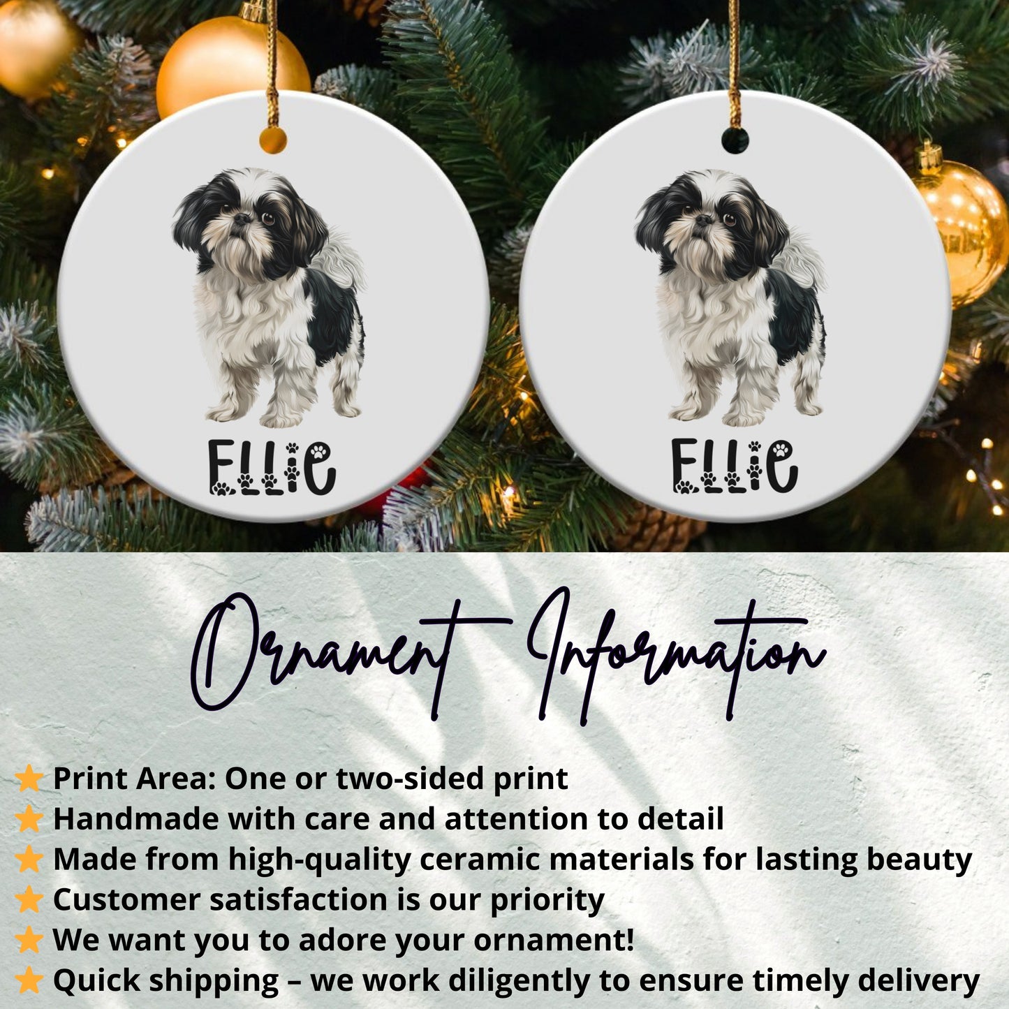 Personalized Dog Illustration Christmas Ornament product