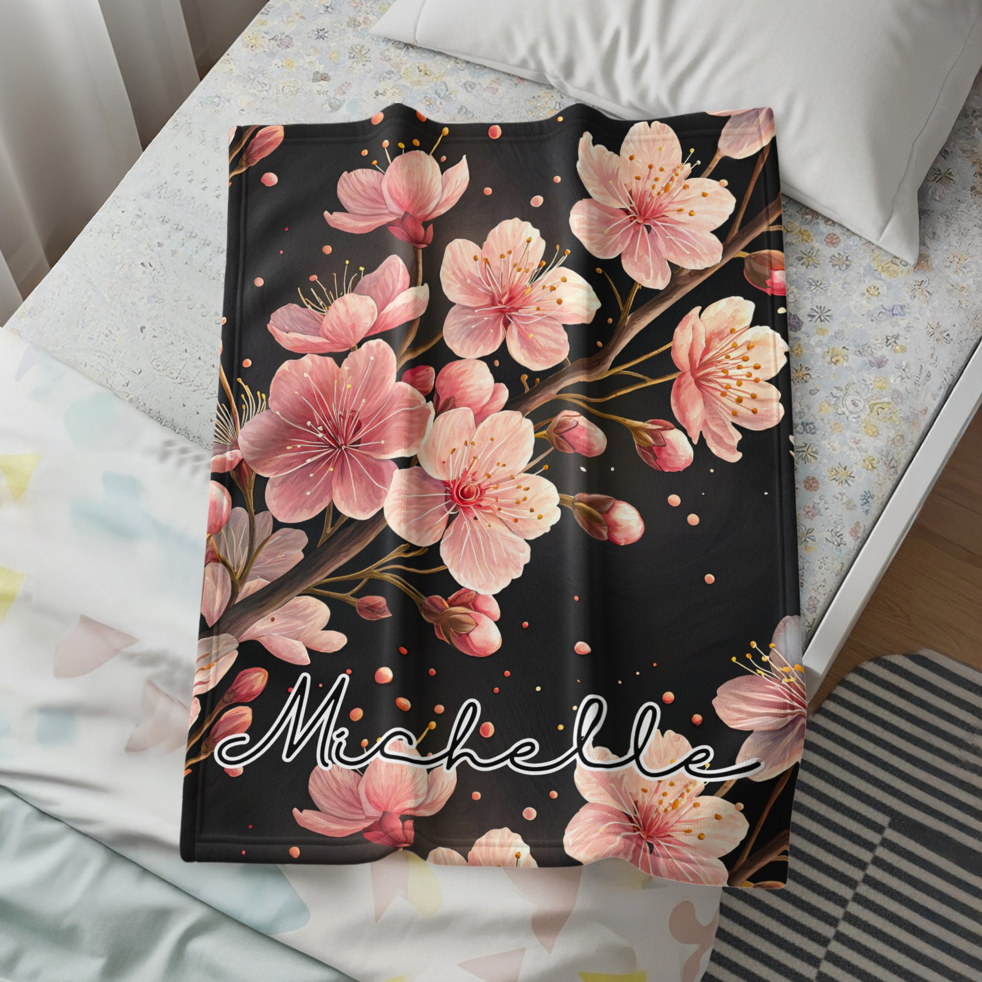 Sakura Custom Name Blanket Gift for All Special Days - Walk Greener