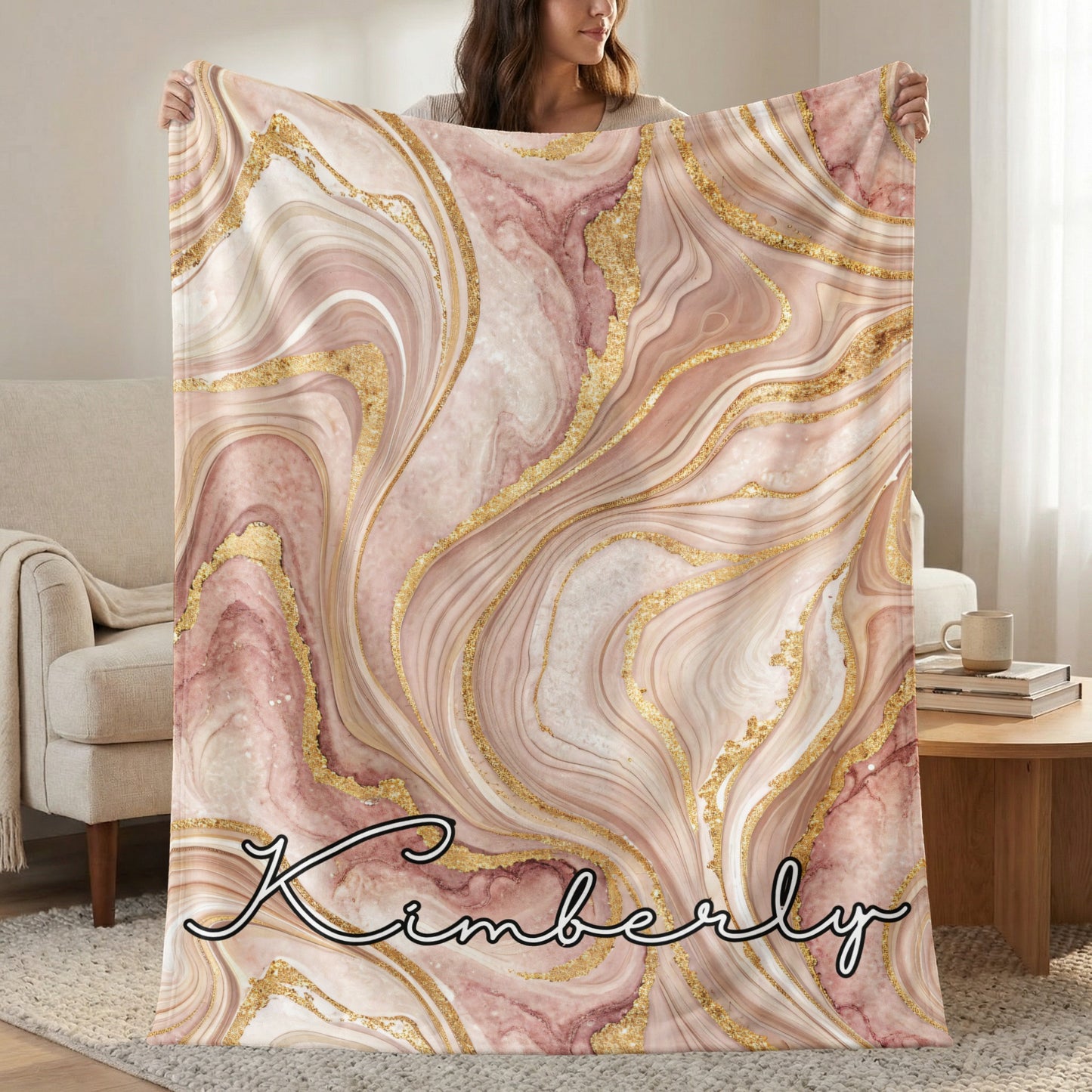Kimberly Marble and Gold Pattern Blanket