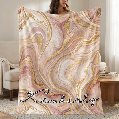 Kimberly Marble and Gold Pattern Blanket