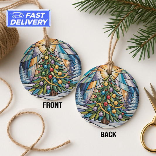 Stained Glass Christmas Tree Ornament fast delivery product