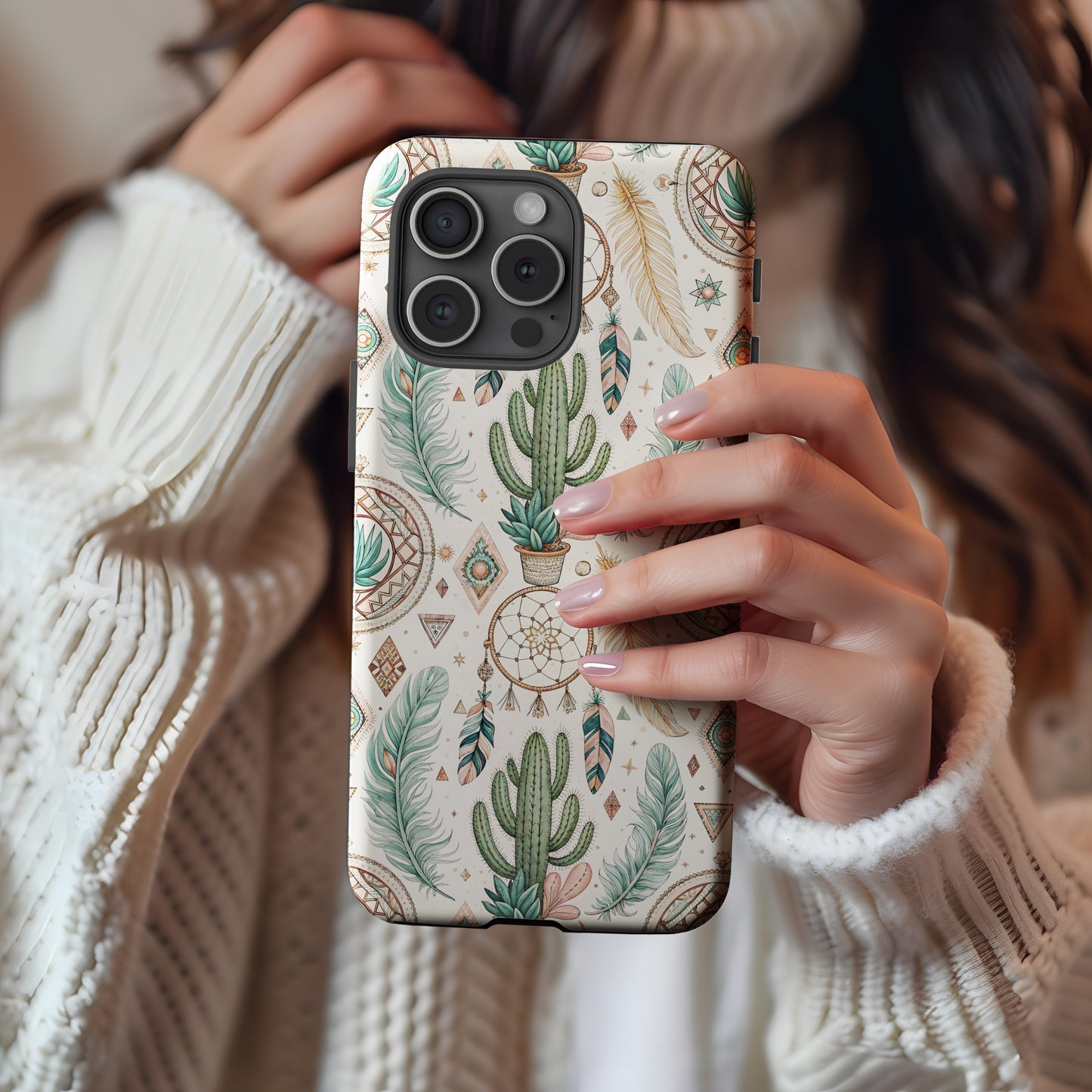 Dreamcatcher and Desert Patterns Custom Phone Case - Walk Greener