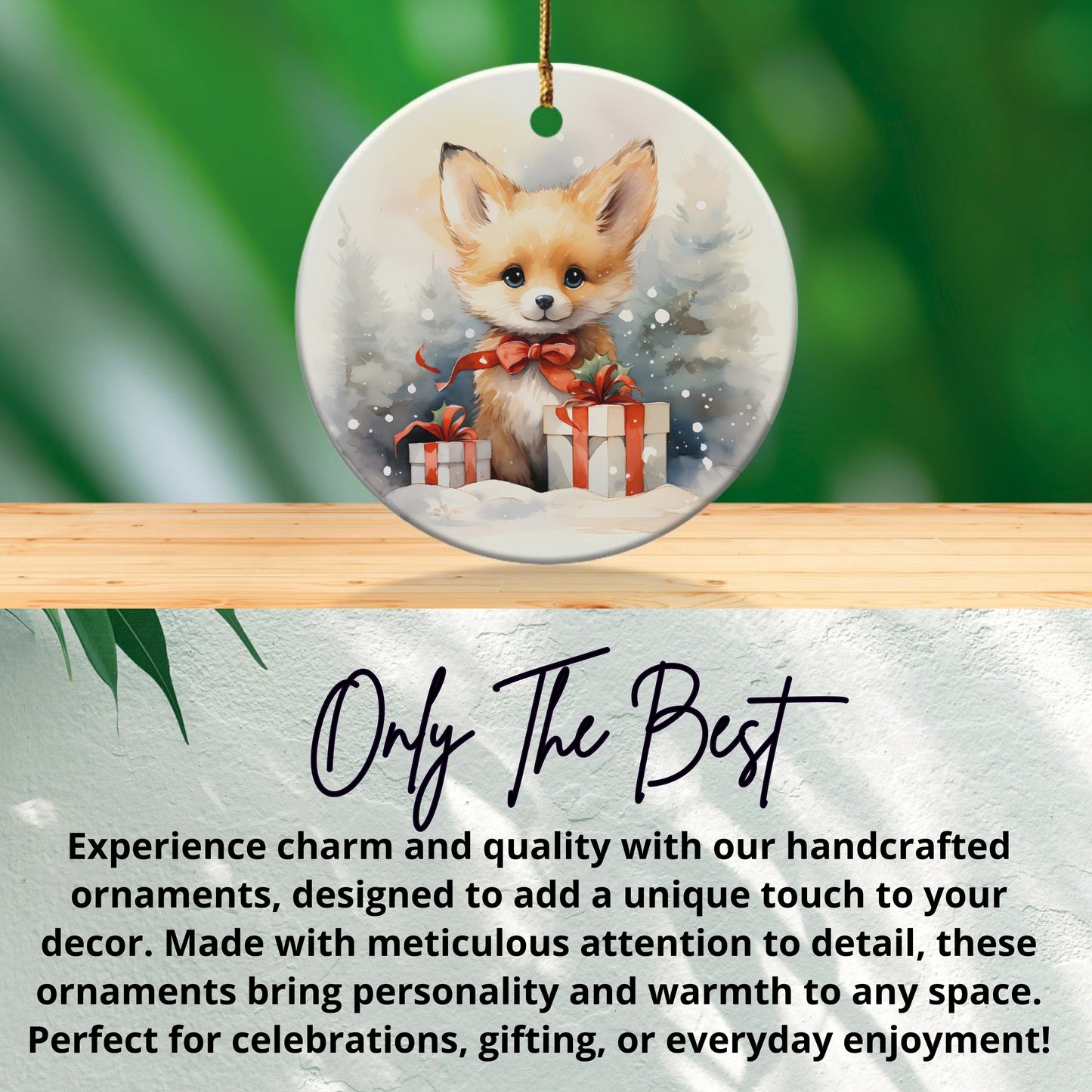 Cute Fox with Gifts Winter Christmas Ornament product